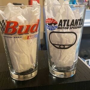Nascar Bud Budweiser Vintage Atlanta Motor Speedway Racing Beer Glasses
